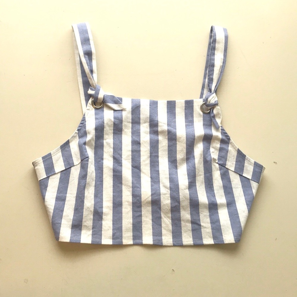 Blue and white crop top